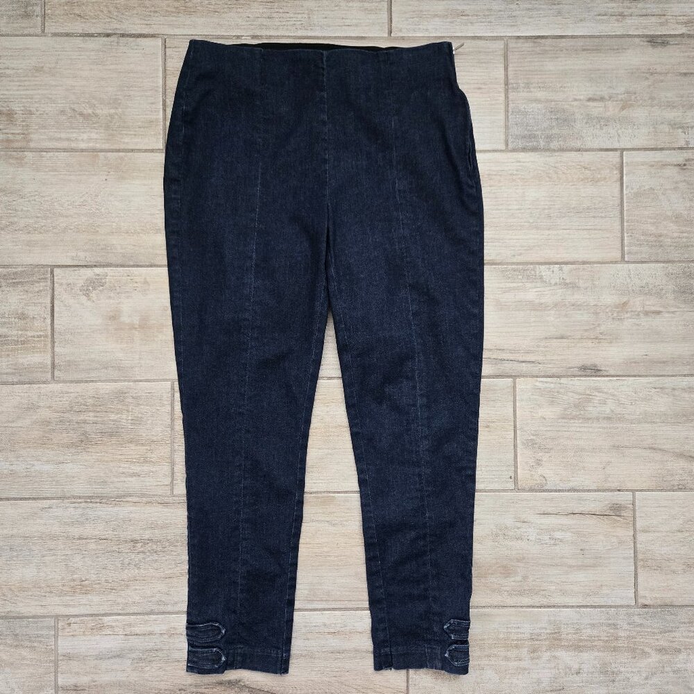 Ann Taylor High Rise Jeans Women's Side Zip Stretch Denim Ankle Strap Accent 14